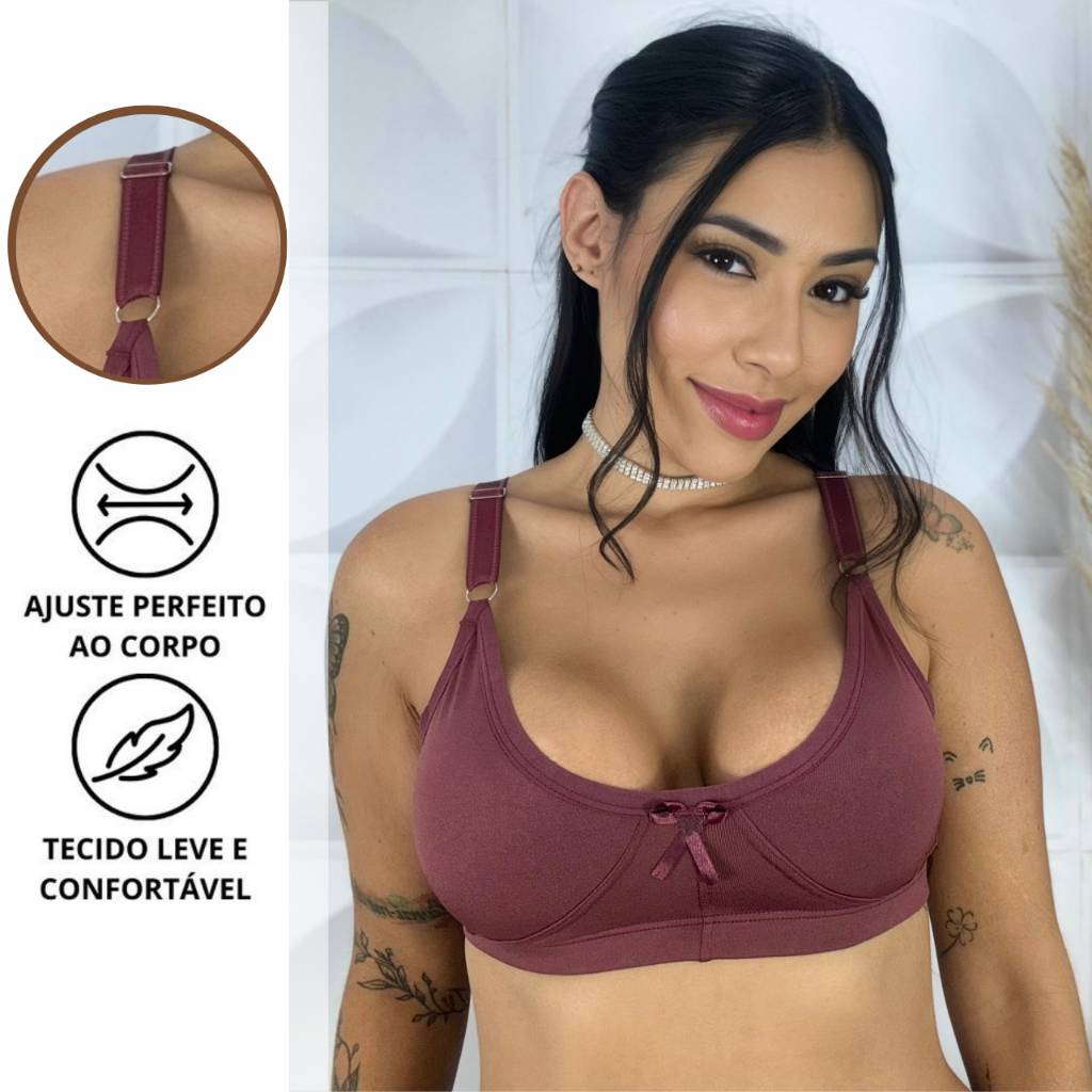 Kit 5 Sutiãs Sem Bojo Reforçado Conforto Básico Boa Sustentação Soutien Giana Alça Larga Qualidade