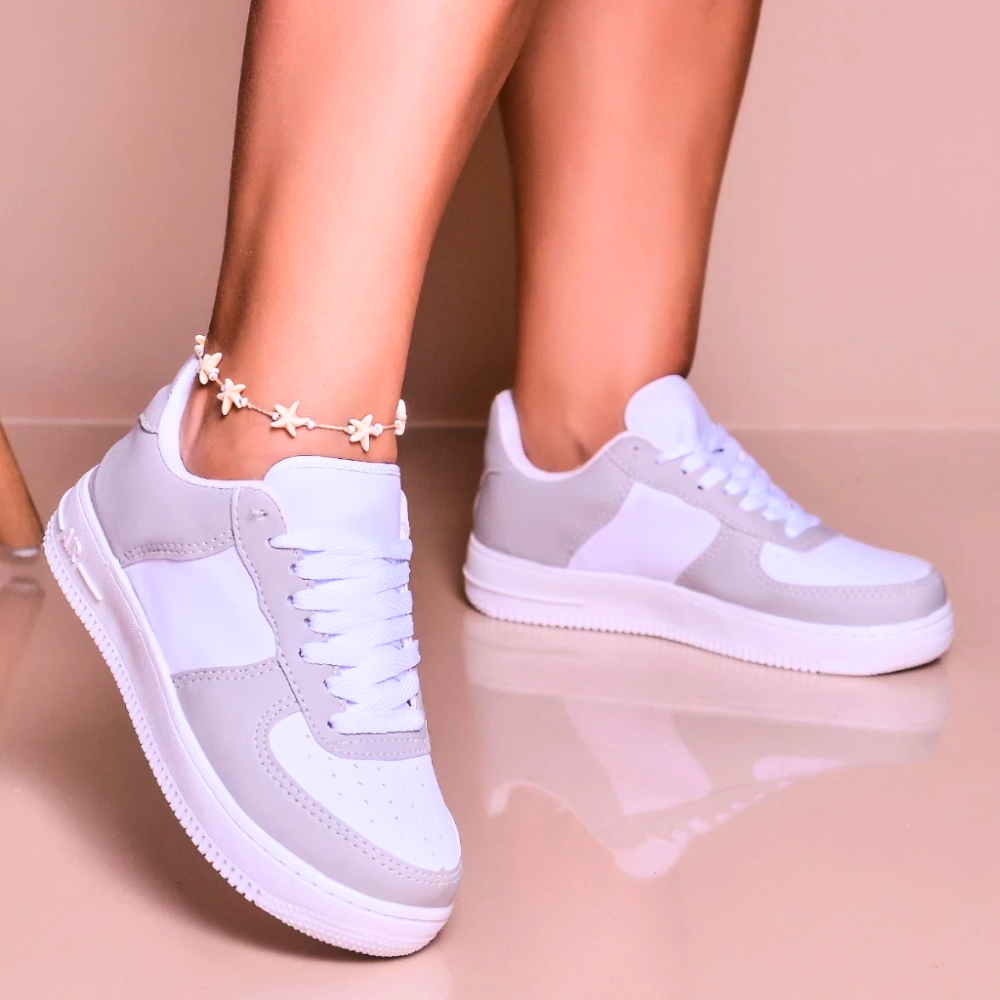 Tênis Branco Feminino Estilo Casual Confortável Academia Caminhada Várias Cores