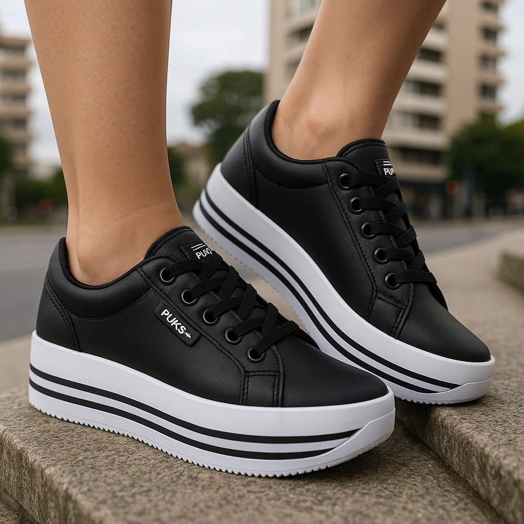 Tênis Feminino Casual Leve Macio Confortável Salto Plataforma