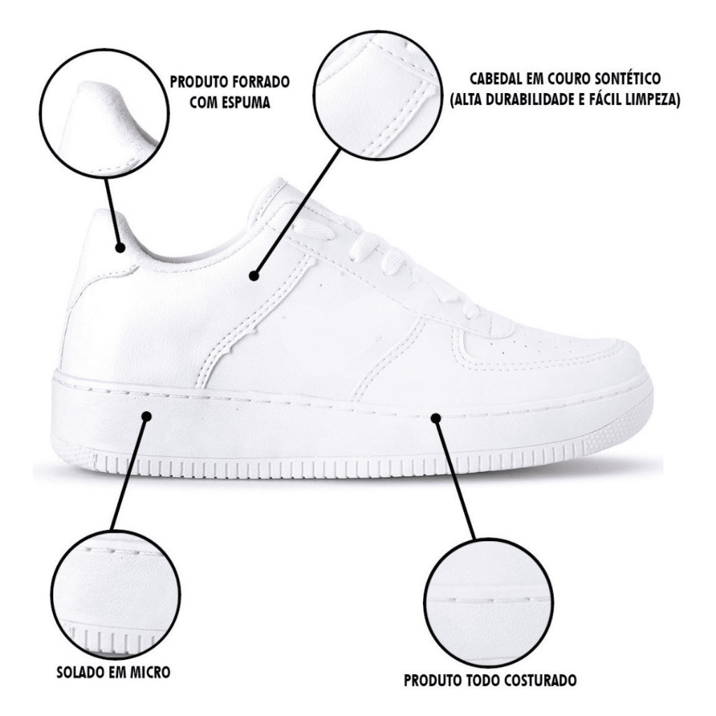 Tenis Masculino Feminino Unissex Moda Blogueira Couro Costurado 34 Ao 43