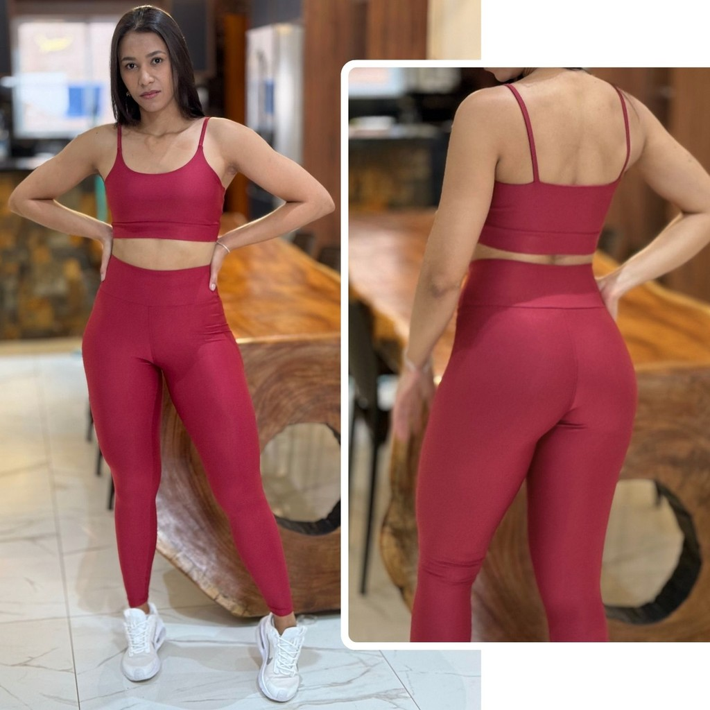 Conjunto Feminino de Academia Calça Legging + Top com Alta Compressão e Zero Transparência