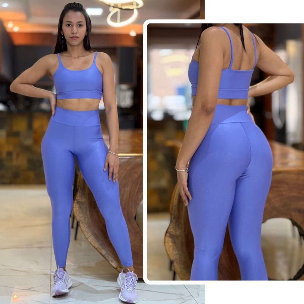 Conjunto Feminino de Academia Calça Legging + Top com Alta Compressão e Zero Transparência