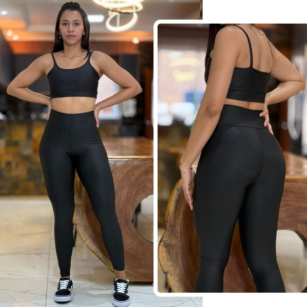 Conjunto Feminino de Academia Calça Legging + Top com Alta Compressão e Zero Transparência