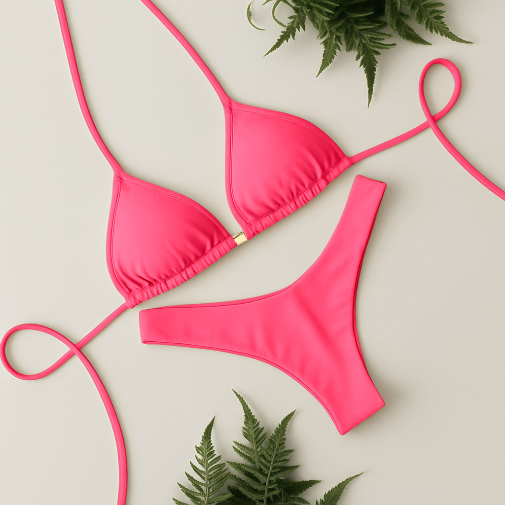 Conjunto Kit Biquíni Calcinha Cintura Alta Fio Duplo Cortininha Forro Tendência Moda Praia Premium