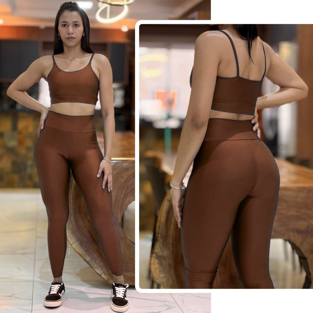 Conjunto Feminino de Academia Calça Legging + Top com Alta Compressão e Zero Transparência