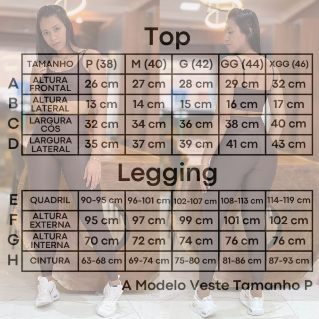 Conjunto Feminino de Academia Calça Legging + Top com Alta Compressão e Zero Transparência